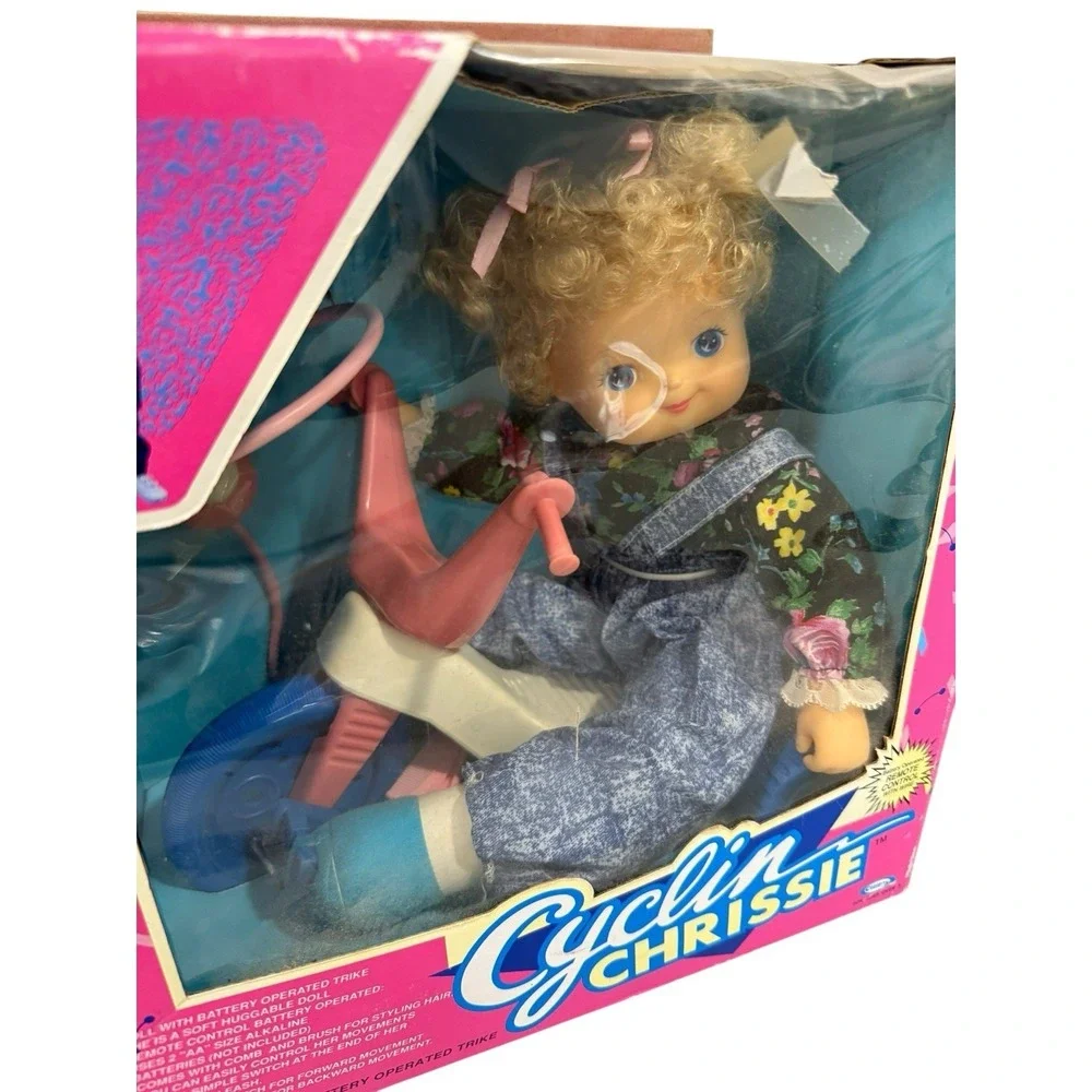 Vintage 1990 Cititoy Cycling Chrissie Remote Control‎ Doll On Tricycle New